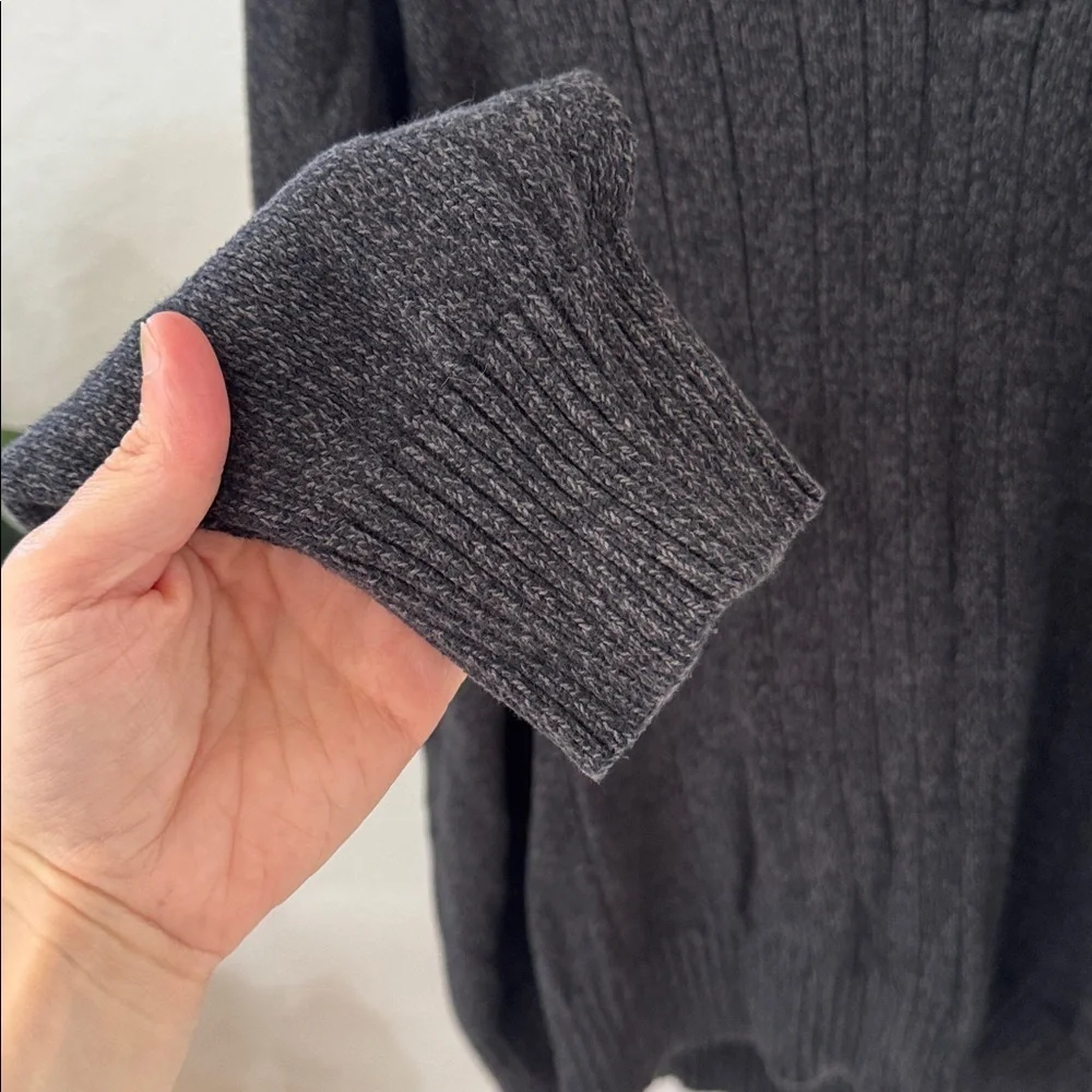 Tricot St Raphael Men’s Large 100% Cotton Gray Washed Sherpa Collar Henley Zip